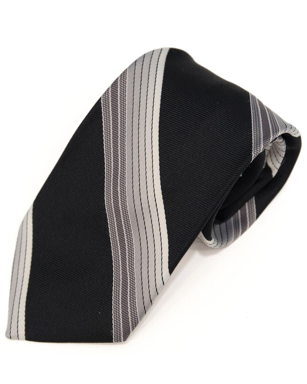 Count Dino Vintage Black Gray White Striped 60's 70's Polyester Necktie Neck Tie